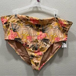 Time And Tru Tropical Floral Bikini Bottom Only High Waist Size 2X 20w-22w NWT